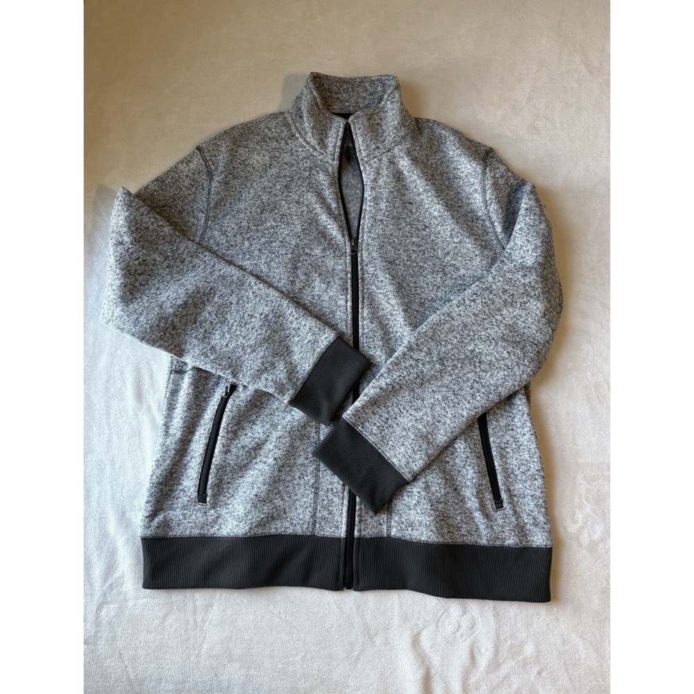 Sonoma Men's XL Gray Full Zip Warm Fleece Lined Bomber Jacket Pockets